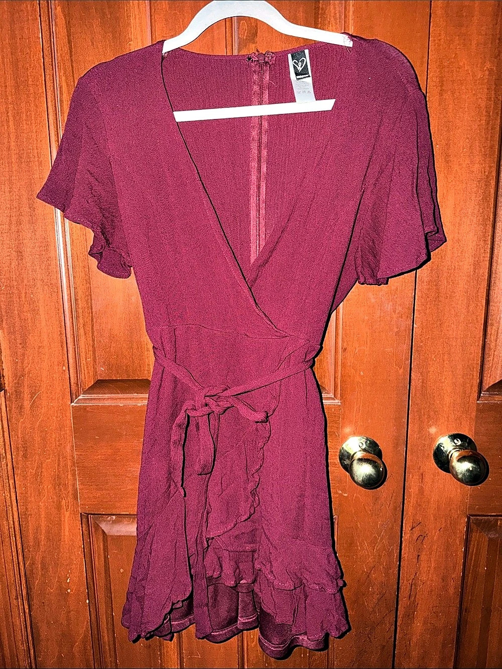 Windsor Women's Wrap Mini Dress in Burgundy Like New
